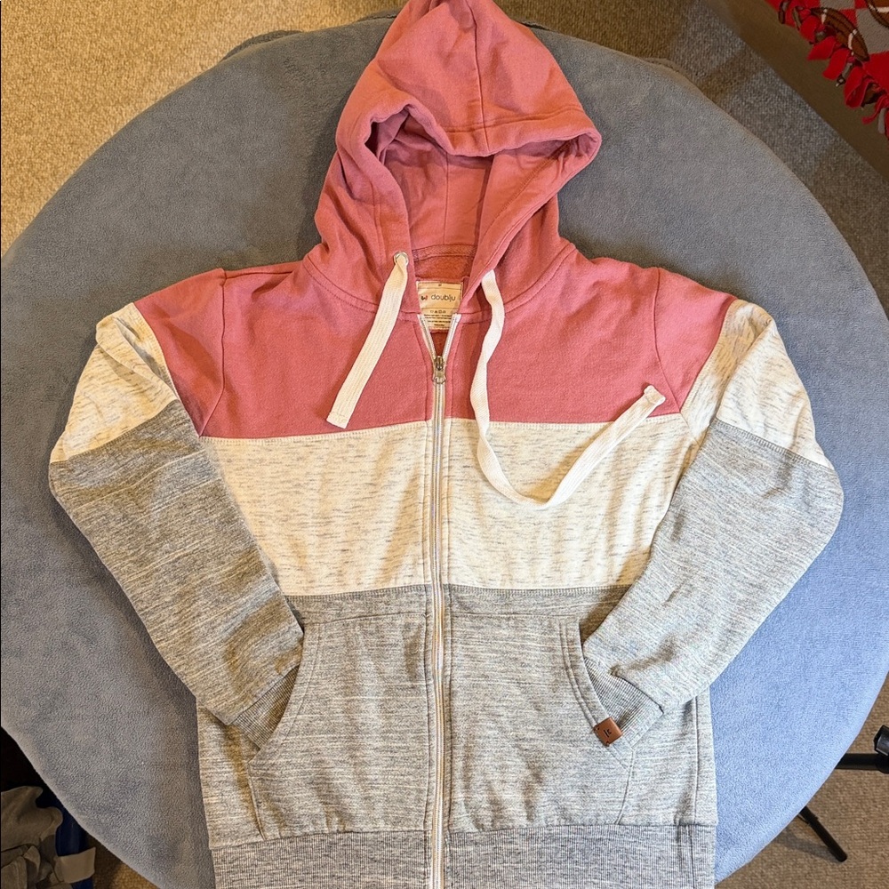 Doublju Pink Knit full zip hooded jacket